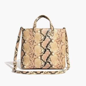 NWT Madewell The Zip-Top Transport Crossbody: Snake Embossed Leather Edition